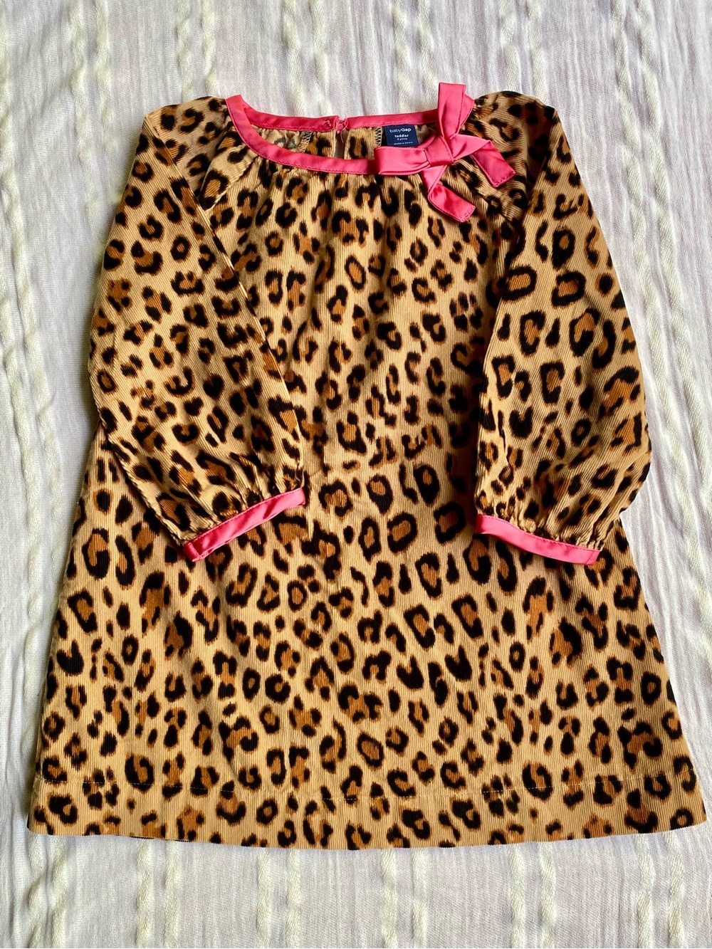 GAP Leopard Print Dress with Pink Trim